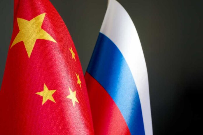 Flags,Of,China,And,Russia.,Relationships,Between,Countries.