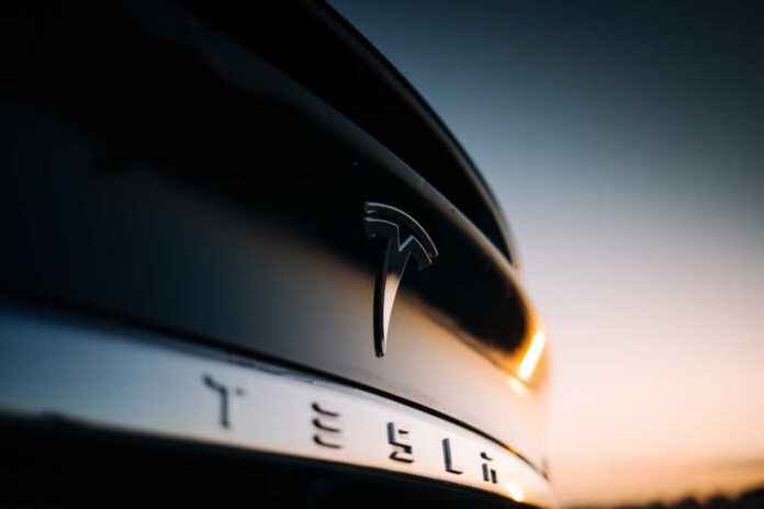 Riga,,Lv,-,Aug,27,,2019:,Tesla,Logo,At,The