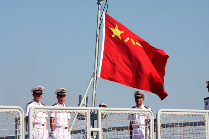 Chinese,Sailors,Aboard,The,Type,052b,Destroyer,Or,Guangzhou,Class