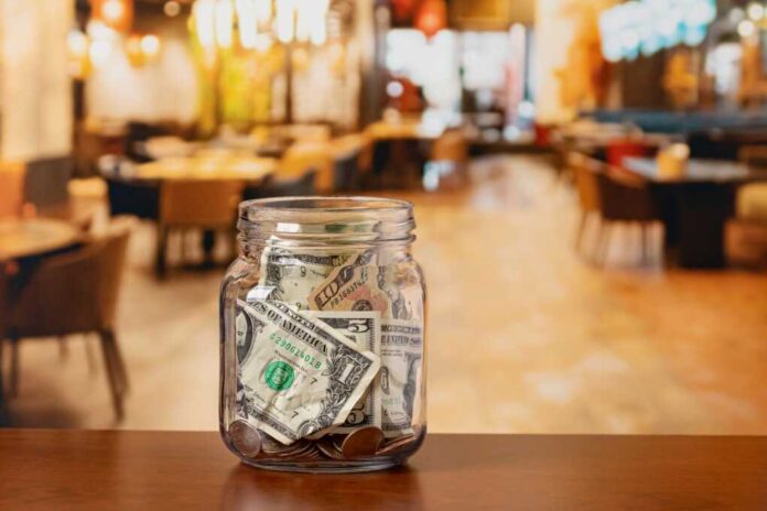 Tip,Jar,In,Restaurant,Dining,Room.,Service,Industry,Tipping,,Minimum