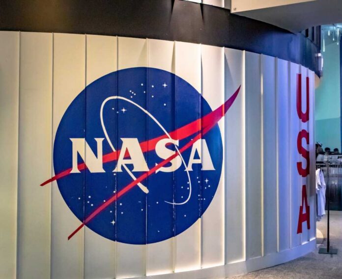 NASA logo displayed on a wall with the word USA