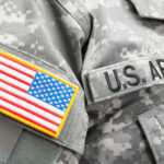 Close-up of a U.S. Army uniform with an American flag patch