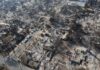 DARING Strike Takes Out Hamas Leader Aerial view of a neighborhood devastated by wildfire, showing burned structures and debris