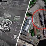 Drone Footage Shows Ukrainian Strike on Russian Warship Near St. Petersburg