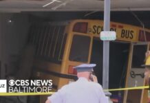 Pharmacy Wall Shattered — Kids Caught In Chaos Car veered into path of school bus that crashed in Baltimore County