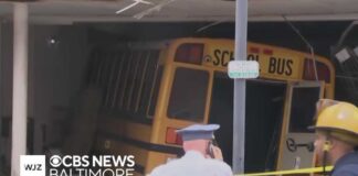 Car veered into path of school bus that crashed in Baltimore County