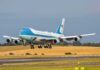 Taxpayers Fume: Air Force One Quagmire Airplane landing on runway with landing gear extended