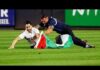 Yankee Stadium Erupts Over Flag Sprint Man stormed yankee stadium at 9:11 pm with palestinian flag