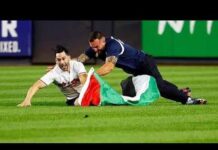 Man stormed yankee stadium at 9:11 pm with palestinian flag
