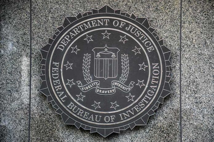 shutterstock_1166694607 FBI seal mounted on a granite wall