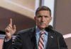 FBI Notes Clash Ignite Flynn Firestorm Michael Flynn speaking at a podium with a raised finger gesture