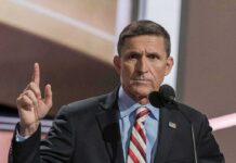 FBI Notes Clash Ignite Flynn Firestorm Michael Flynn speaking at a podium with a raised finger gesture
