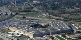 The Pentagon building complex seen from above