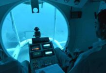 Titan Implosion Probe Exposes OceanGate’s Safety Failures submarine interior with pilot viewing seafloor through large window