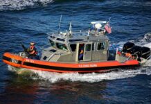 Rio Grande Ambush Sparks Federal Crackdown U.S. Coast Guard patrol boat speeding on open water
