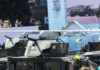 Military drone mounted on armored vehicle