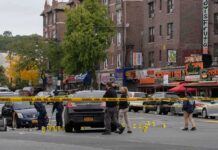 Stadium Chaos: Shots Erupt Post-Game Police investigate a taped-off urban street crime scene